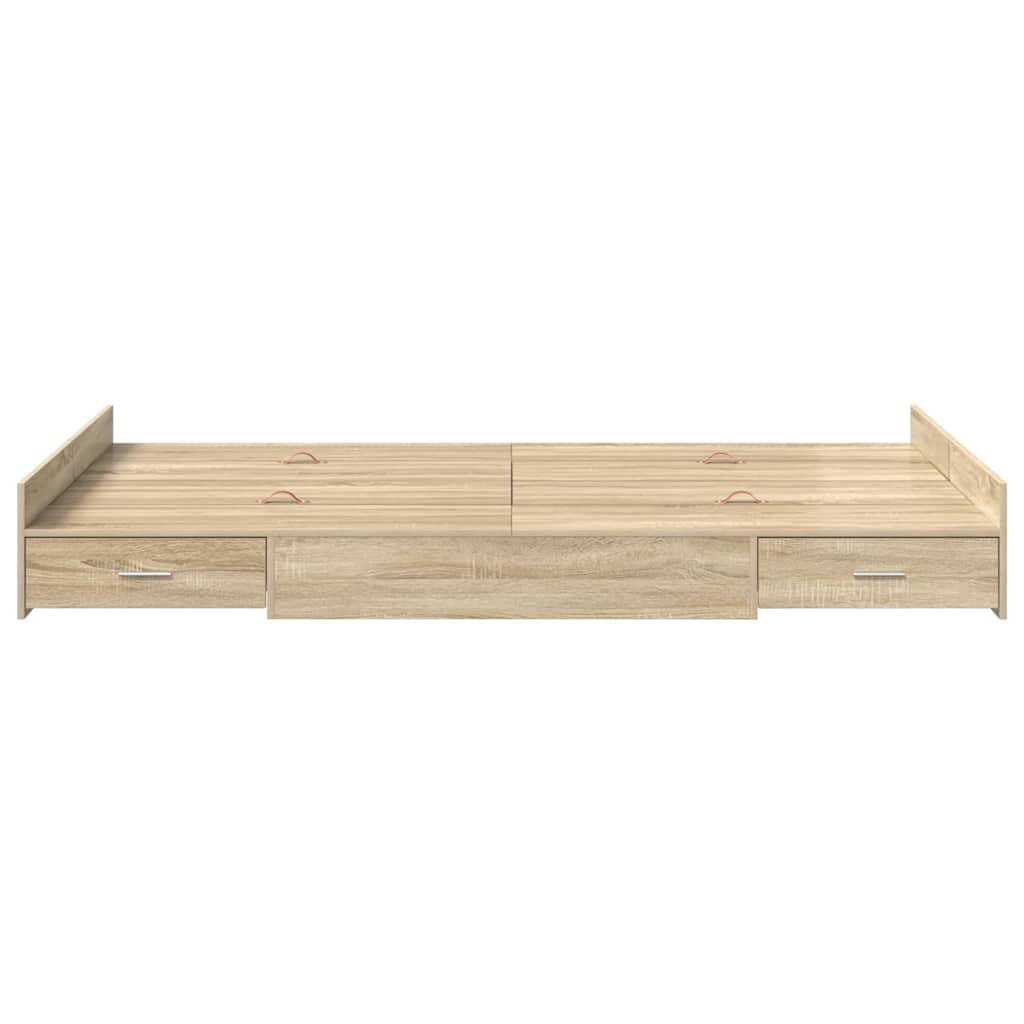 Storage Bed Frame with Headboard Sonoma Oak 120 x 190 cm