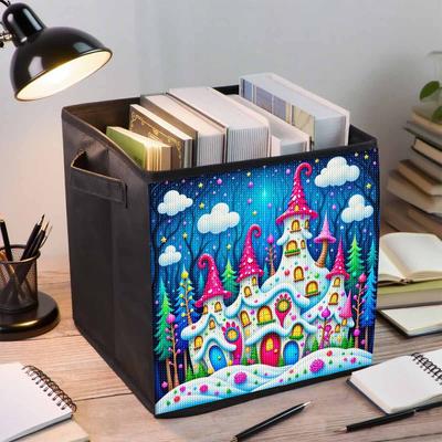 A Colorful House 5D Diamond Painting Storage Basket Full Round Drill Mosaic Diamond Embroidery Cross Stitch Kits Home Decor Home Decor