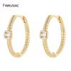 14K Gold Plated Brass Round Huggie Hoops Earrings,Women Zircon Circle Piercing Earrings Fashion Party Zircon Accessories