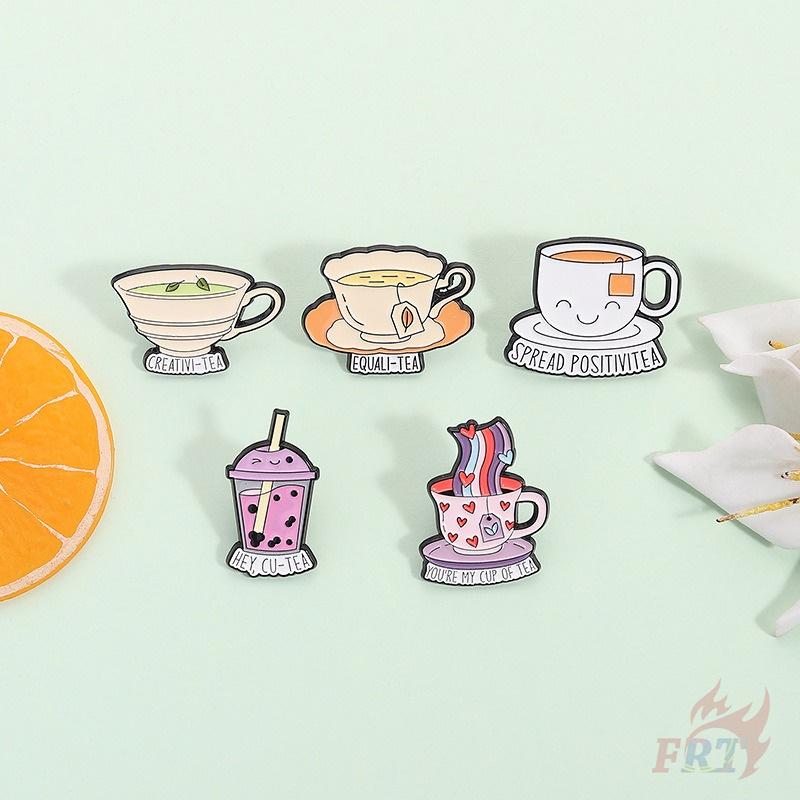 5Pcs/Set Funny Tea Slangs Brooches - Doodle Enamel Backpack Button Pins Badges
