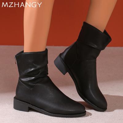 Mode Frauen Stiefeletten Wohnungen Leder Schuhe Mode Schnee Kurze Stiefel Winter Frau 2024 Trend Neue Casual Goth Chelsea Botas De mujer