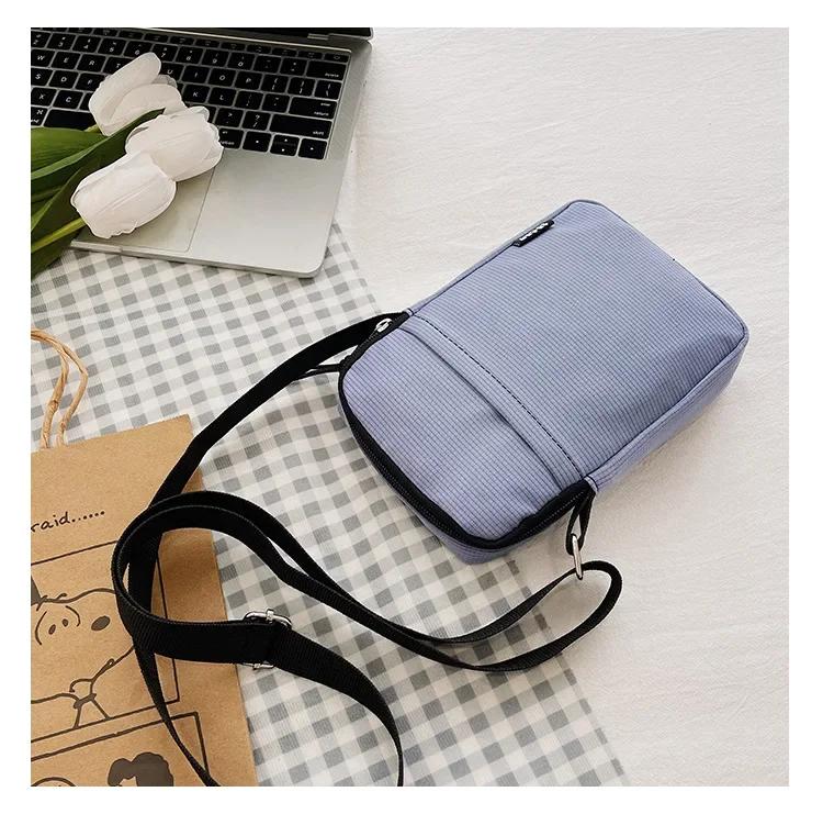 Canvas Mobile Phone Pouch Women Mini Crossbody Bag Single Shoulder Bag Vertical Key Mobile Phone Bag Portable Coin Purse Wallet
