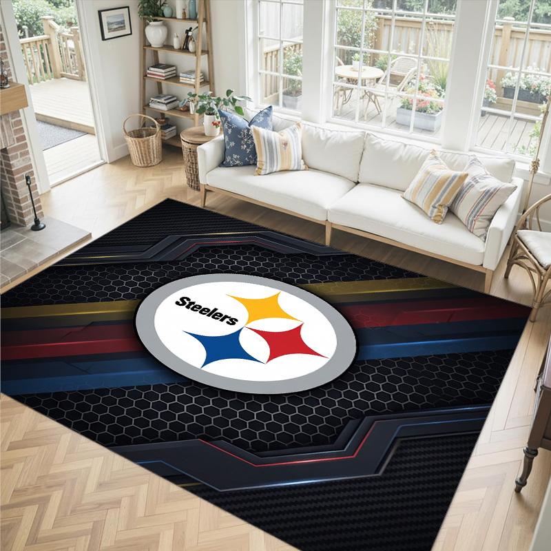 Tappeto in Cristallo di Velluto Design Pittsburgh Steelers Accogliente Non?Tappeto Stampato Antiscivolo per Camera da Letto Soggiorno Ingresso