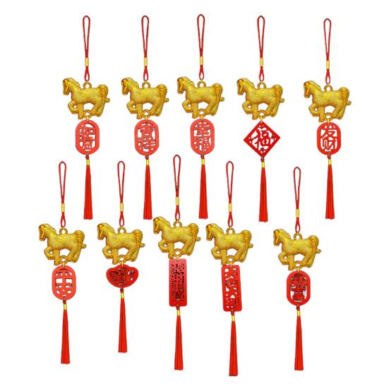 2026 Year of The Horse Pendant Chinese New Year Feng Shui Zodiac Horse Charm with Tassel for Spring Festival Car Rearview Mirror Home Decor