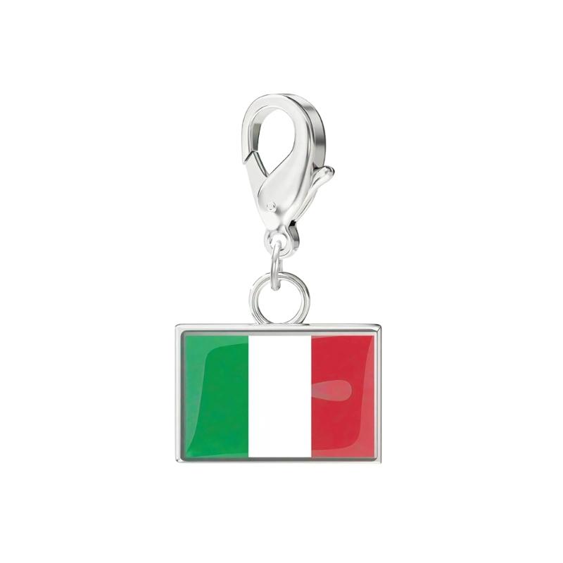 Braccialetto con Charm Bandiera in Acciaio Inossidabile con Moschettone, Gioiello Ciondolo Paese per Regalo di Viaggio Accessorio Stile