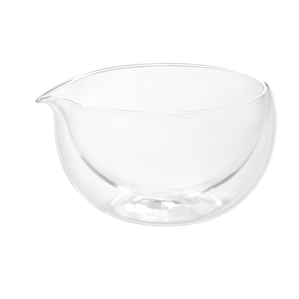 Glass Tea Bowl Matcha Glass Matcha Ceremony Tea Chawan Chasen and 500ml Tea Scoop Set, Double-Walled Bowl, Double-Layered Bowl, Utensils, Bowl, (Tea