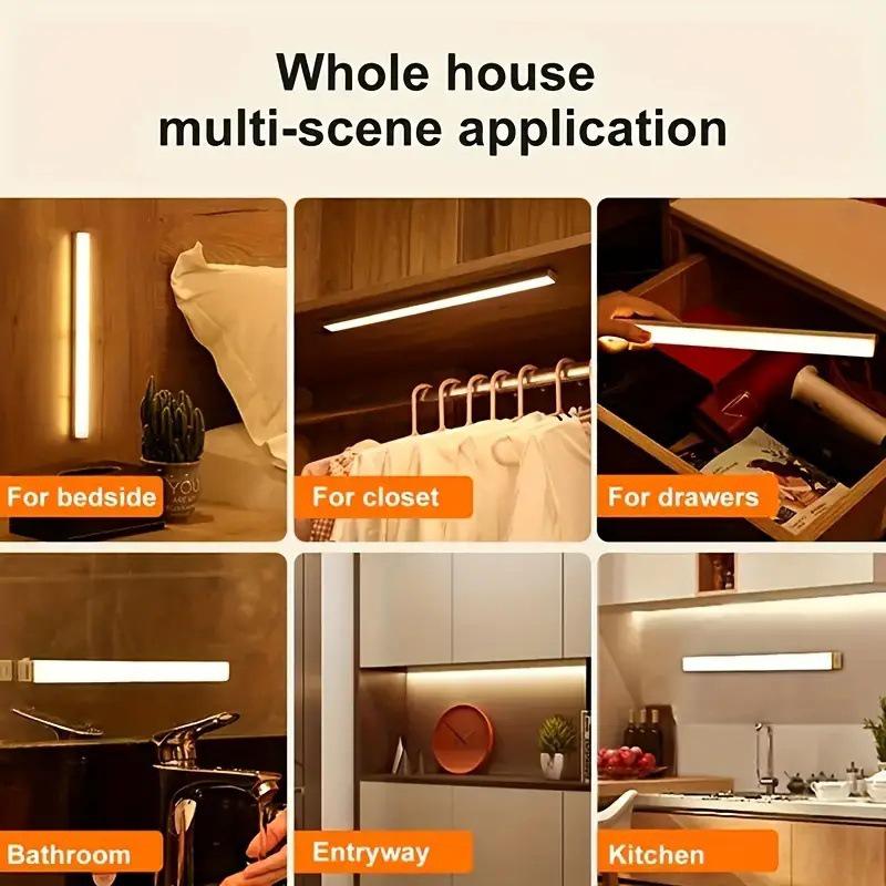 Ultra-Thin Rechargeable Magnetic LED Sensor Light Strip for Wardrobes and Cabinets