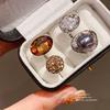 Geometric Pearl Ring With Crystal Embellishments For Fashionable Women