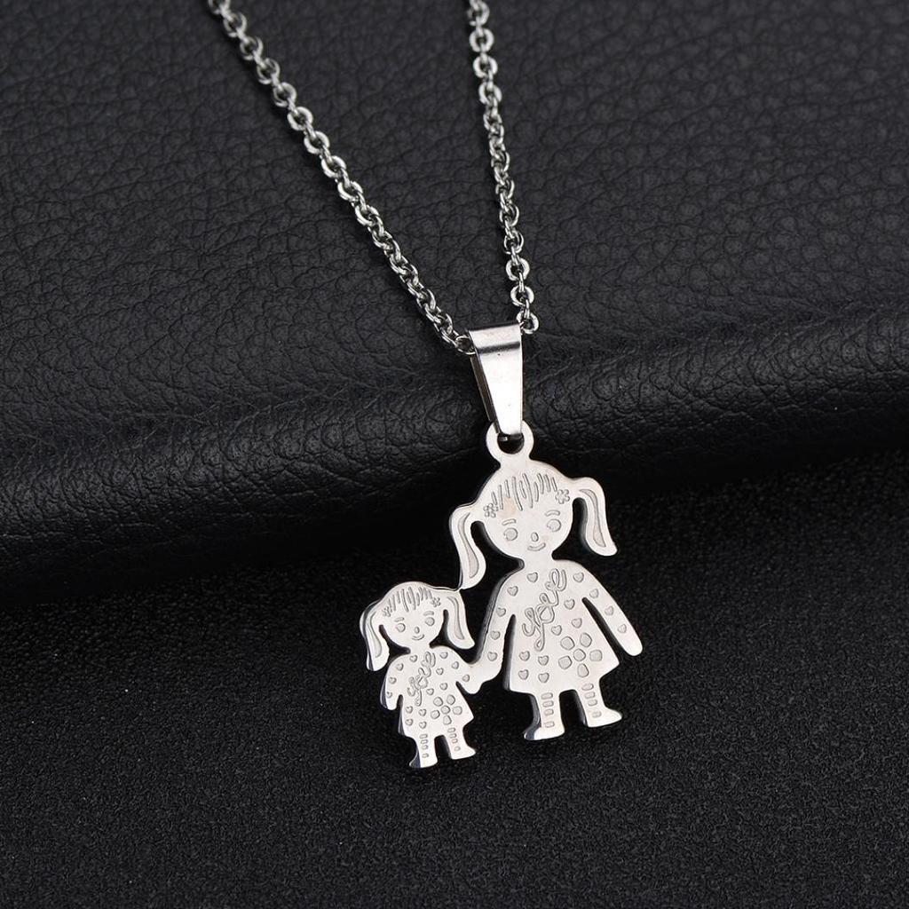 Unique Stainless Steel Single Mother Kids Pendant Chain Necklace Jewelry Trendy Unique Stainless Steel Single Mother Kids Pendant Chain Necklace Jewelry Trendy