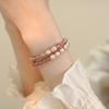 Natürliches Süßwasserperlenarmband, süßes und frisches Erdbeerkristallarmband, gespleißtes Perlendesign, stapelbar zu tragender Schmuck Damen