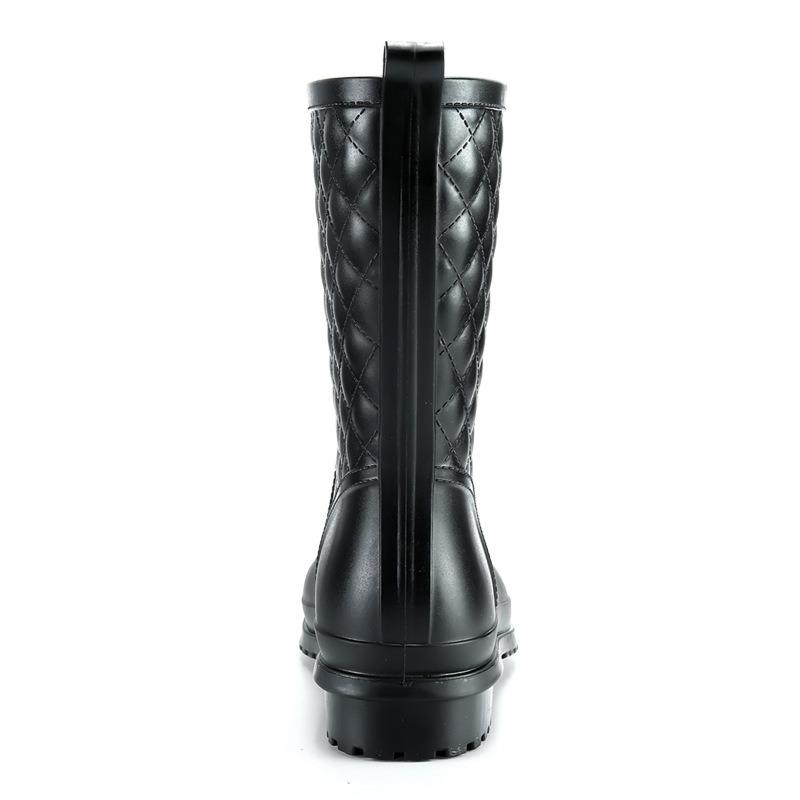 Fashion Rubber Shoes New Plaid Casual Women's Boots Women's Water Shoes Non-slip and Waterproof Women's Medium Tube Adult Rain Boots