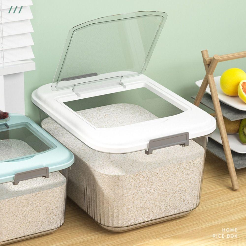 

Moisture-proof Rice Grain Storage Box Transparent Food Container Creative Rice Bucket Blue-12.5kg