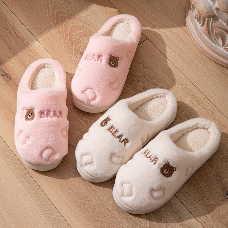 Cotton Slippers Home Autumn and Winter Indoor Home Cotton Mop Thick-soled Warm Shoes Velvet Cotton Shoes Couple Wool Slippers