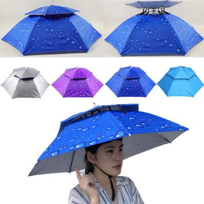 Multicolor Outdoor Foldable Double Umbrella Hat Sun Rain Cap Camping Fishing 