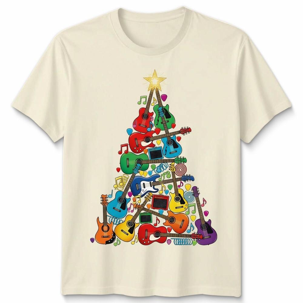 Guitar Christmas Tree Holidays Unisexs TShirt Unisexs Tee Graphic Unisex Music