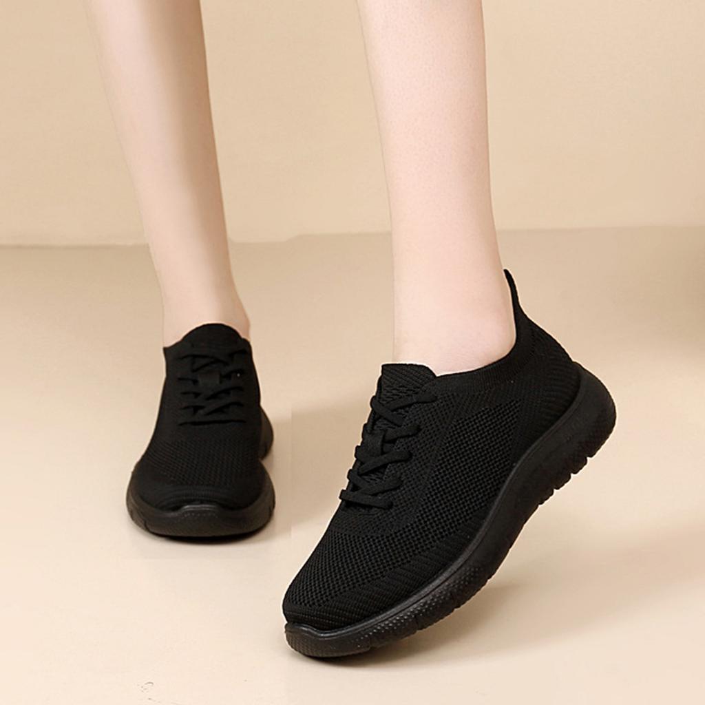 Women's Lightweight Knit Mesh Sneakers Round Toe Soft Sole Casual Athletic Shoes Breathable Flexible Walking Footwear