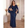 Novo Vestido de Noite Europeu e Americano Plus Size para Mulheres, Elegante Vestido Longo para Banquetes, Vestido Maxi Plus Size