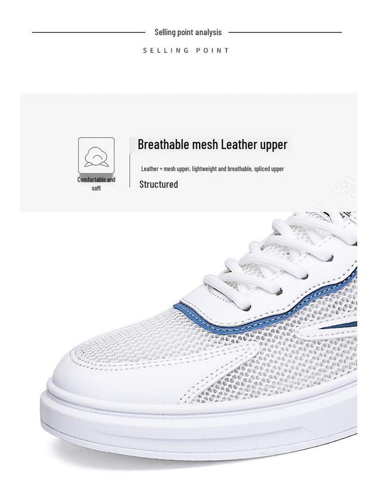 2024 Men's Trendy White Breathable Mesh Sneakers: Summer Casual, Wear-Resistant Sports Shoes