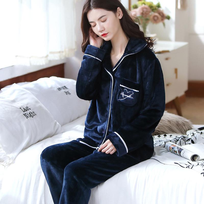 Women's Coral Fleece Pajamas - Thick, Warm Flannel for Autumn & Winter; Cute and Outdoor-Friendly Home Wear