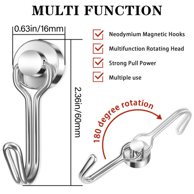 Magnetic Hooks 8/16 Pcs 30 Lb Neodymium Magnet Hooks Magnetic Hooks for Fridge Magnet Strong Magnet Hooks for Workplace Kitchen