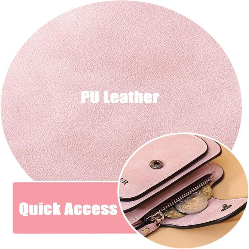 Women Fashion Matte Short Wallet PU Leather Zipper Hasp Frosted Ladies Purses Money Coin ID Card Holder Girls Cute Clutch