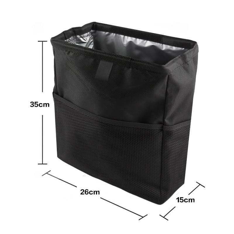 Foldable Car Trash Can With Storage Pockets Waterproof Leakproof Hanging Garbage Bin For Auto Outdoor Camping Organizer