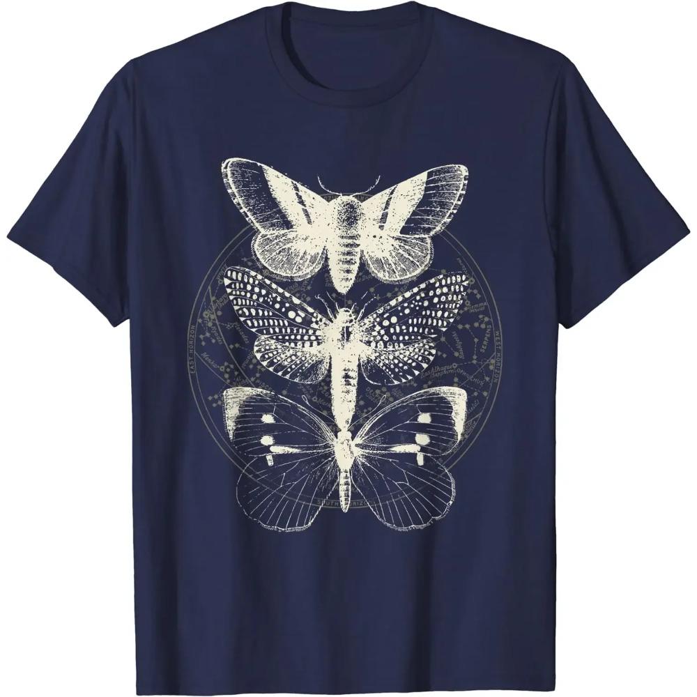 Witchcore Lepidoptera Butterfly Moth Insect Astronomy Lover T-Shirt Halloween Vintage T Shirt for Men Women Daily Four Seasons