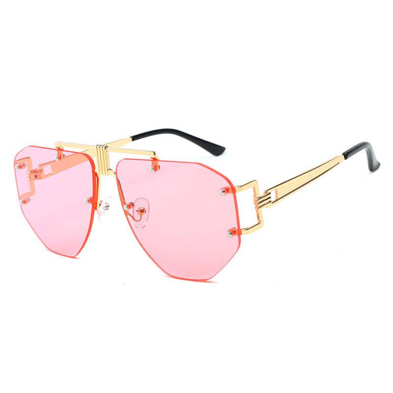 Irregular Style Fashion Sunglasses For Women And Men Rimless Alloy Designer Glasses Unisex Glamour Brand Shades Uv400