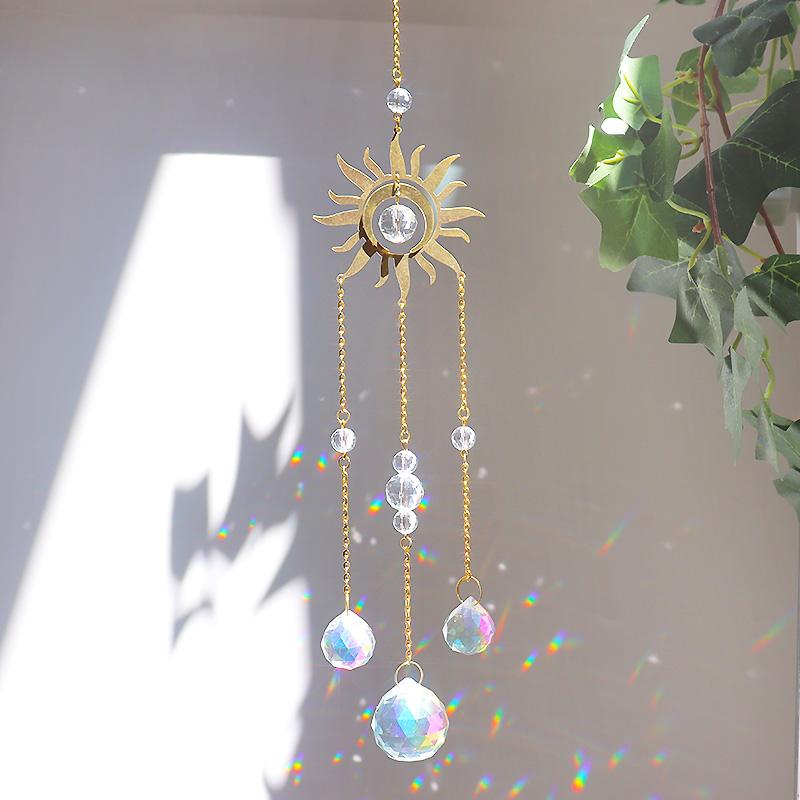 High Quality Eco-Friendly Handmade Polished Crystal Sun Catcher Ball Shape 35-40cm Feng Shui Hanging Wind Chime Window