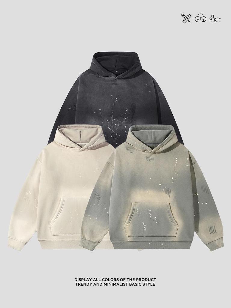 Unisex Trendy High Street Monkey Spray Paint Loose Hoodie – Autumn/Winter Plus Velvet Pullover