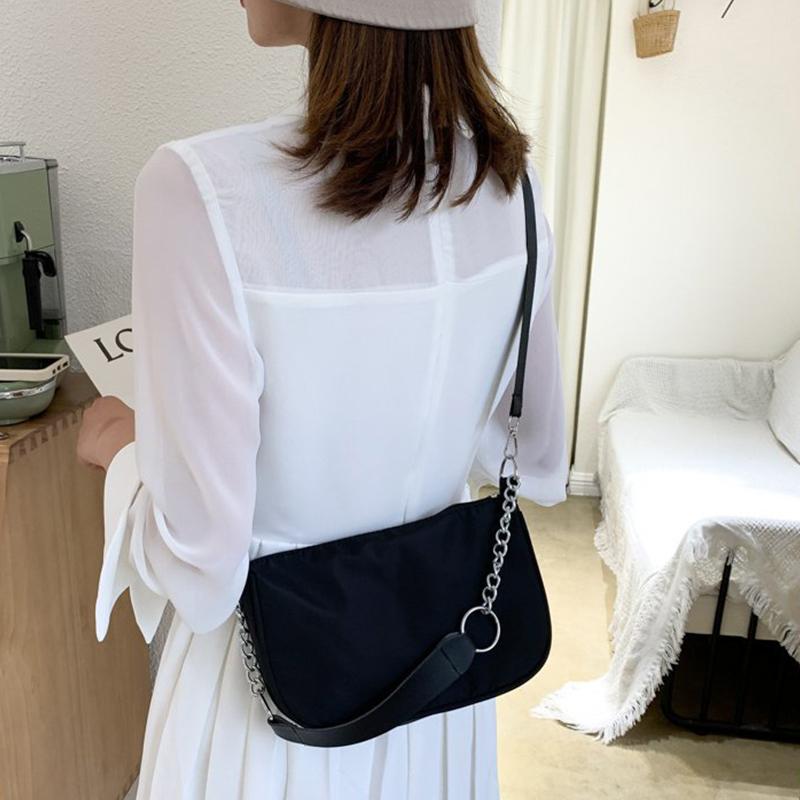 Neformální crossbody kabelky pro ženy s řetízkovým nylonovým jednobarevným ramenem
