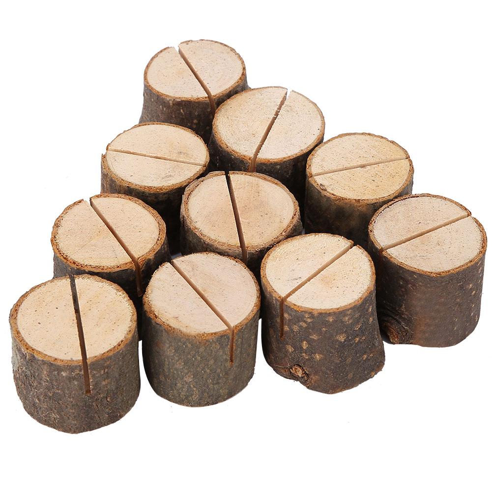 

10Pcs Stump Shape Wedding Party Place Card Holder Stand Number Table Clip Card Holder