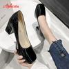 Fashion Aphixta 7.5cm Square Tou Patent Leather Shoes Women Pumps Thick Heels Sapato Feminino Work Party Shoes Super Big Plus Size 50