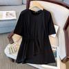 Women's Summer Loose Plus Size Design Causal T-shirt Solid Color Temperament Tops