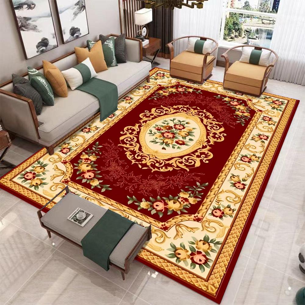 European Style Red Carpets for Living Room Large Size Washable Lounge Luxury Rugs Entrance Door Mat Anti Slip Bedroom Decor Mats
