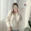 Imitation Mink Sweater Pullover Women Autumn and Winter New Warm Loose V-neck Solid Long Sleeve Pullover Sweater Female Top