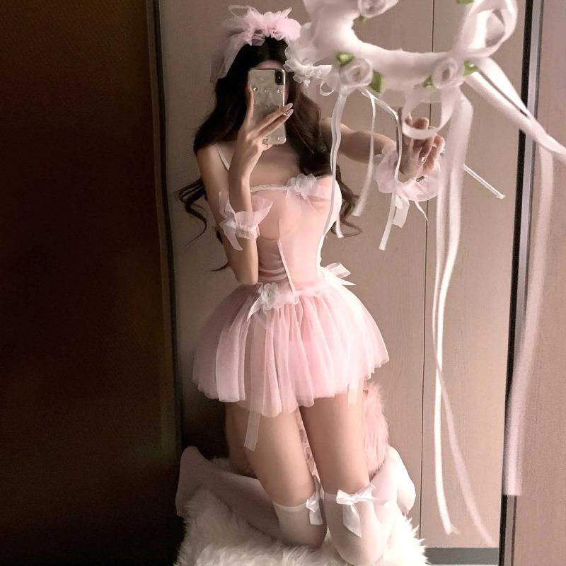 Sexy Lingerie Sweet Princess Suspender Skirt Sexy Mesh Perspective Bridal Wedding Dress Cosplay