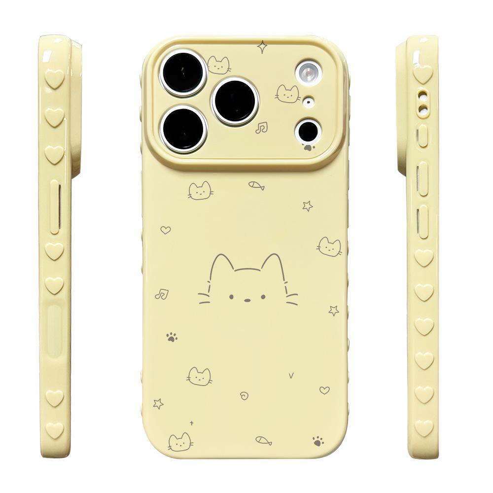 Line Kitten Is Suitable for iPhone17/17Pro Mobile Phone Case, Anti-drop Apple 16/15 Protective Case 14 New Women