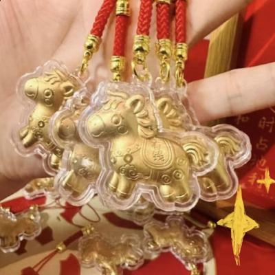 999 Pure Gold Horse Pendant Phone Keychain – Perfect Gift for Store Openings