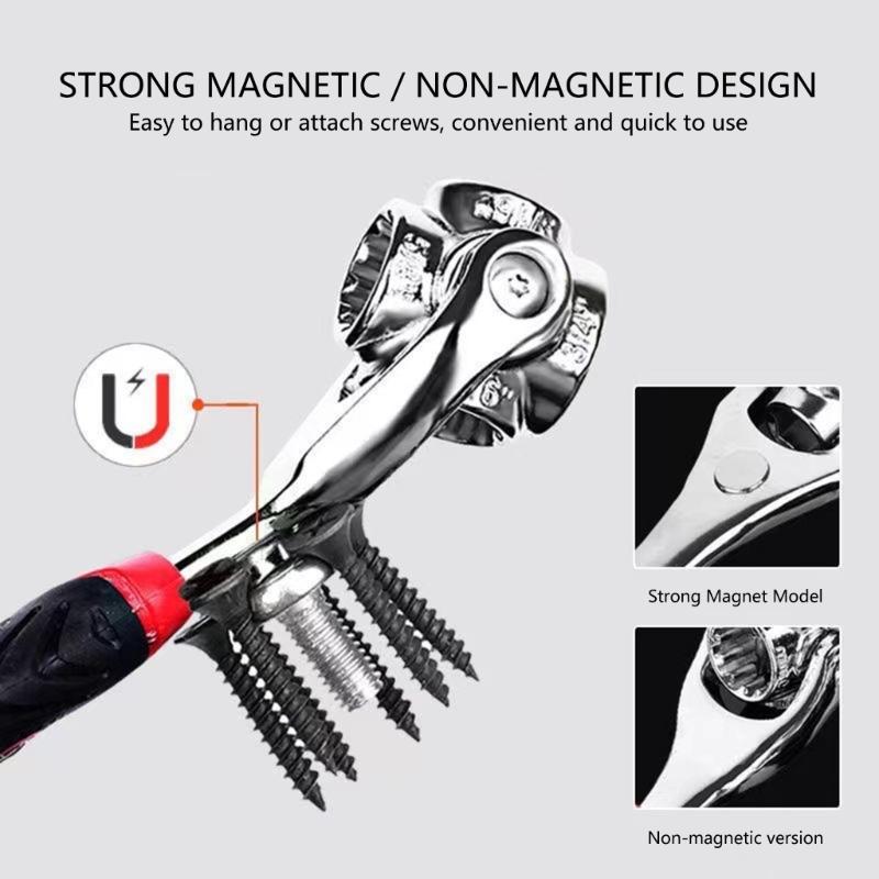 52 in 1 Rotating Ratchet Wrench Ergonomic Nonslip Handle Double Head Wrench for Tight Space and Mechanical Work