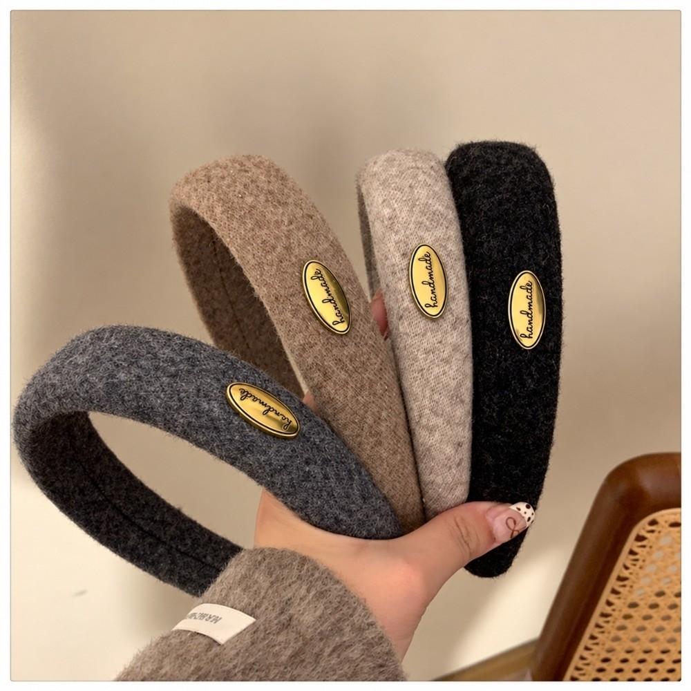 French Style Wool Felt Headband Wide Width Hair Hoops Headgear Elegant Woolen Hairband