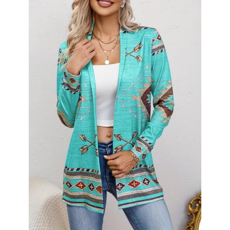 2026 Casual Open Front Cardigan Mid-Length Coat 3D Pumpkin Ghost Print