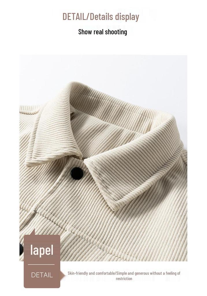 Men's Retro Corduroy Workwear Jacket: Casual American Style, Cool Lapel Top for Spring and Autumn.