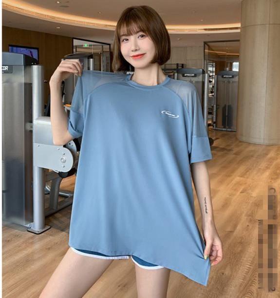 Women's Loose Quick-Dry Mesh Yoga T-Shirt - Large Size, Short-Sleeve, Summer Fitness Top
