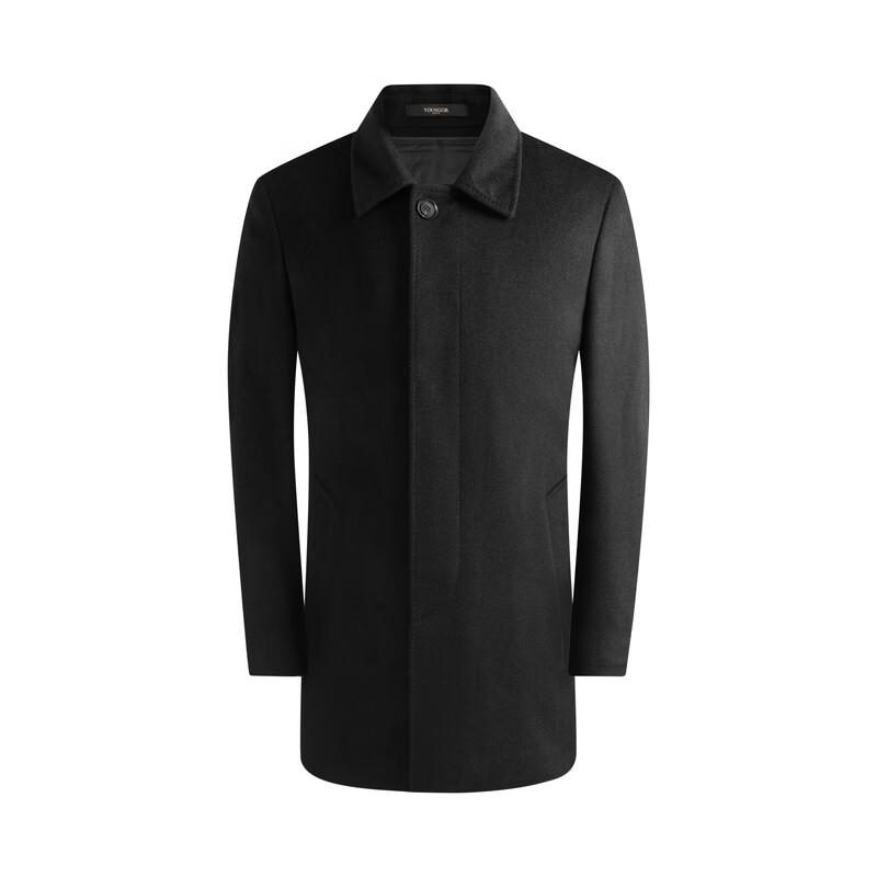 YOUNGOR Premium Men's Wool Cashmere Down Lined Overcoat