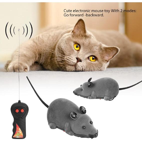 Remote Control Toy for Cats, Electronic Rat Toy for Kitten Funny Chasing Simulation Animal Toys Pet Novelty Gift(Gray)