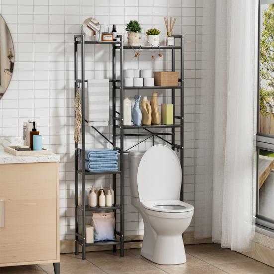 Above Toilet Storage Rack, 3-Tier Over The Toilet Shelf, Freestanding Bathroom Organizer Adjustable Storage Shelf Space Saver Rack for Restroom