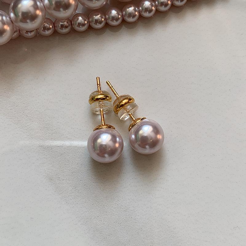 925 sterling silver needle colored pearl earrings women s light luxury niche high-end stud earrings retro ears