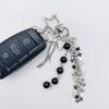 Stylish Star Tassels Bowknot Beaded Keychain Hanging Key Ring Handmade Phone Chain Accessories for Women and Teens