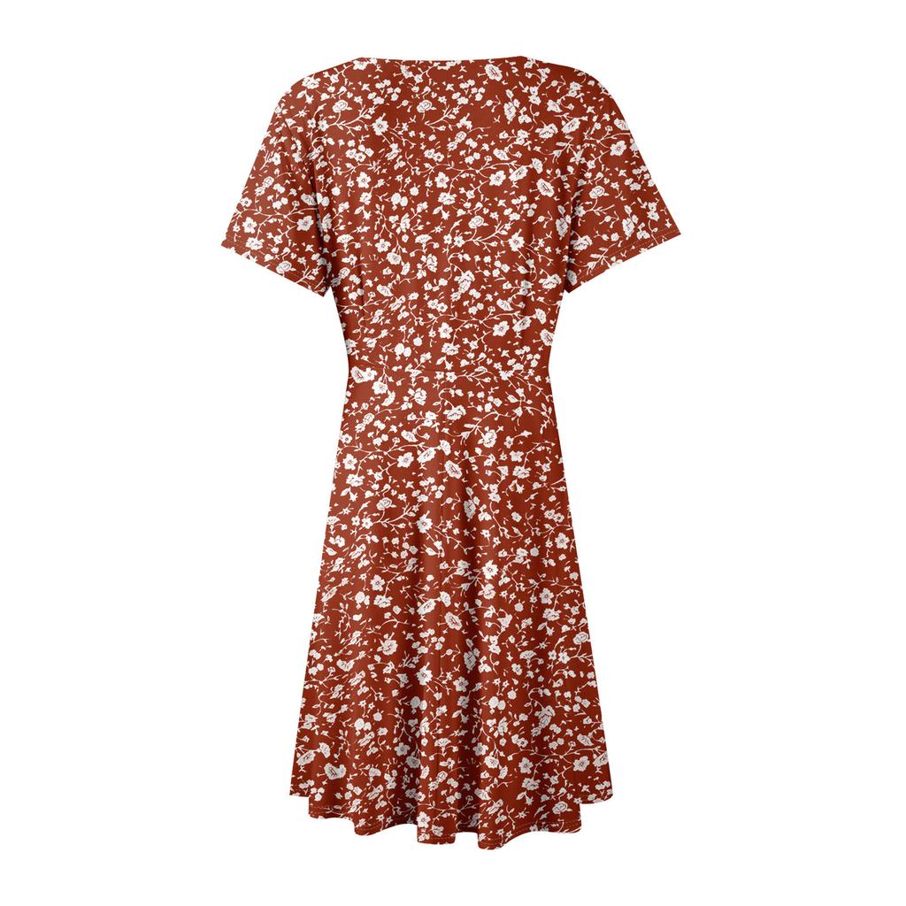 Women's Summer Dress Loose Beach Vacation Casual Deep V Neck Vest Dress Elegant Shirt Dress